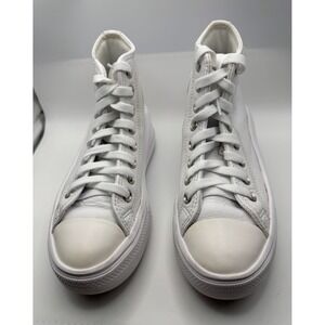 Converse Sneakers Women's Size 6.5 White Leather All Star Platform Lift *wear*